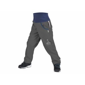 UNUO Softshellové kalhoty s fleecem tm. šedé + reflexní obrázek Evžen Velikost: 98 - 104