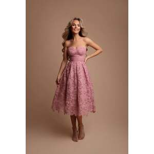 Světle růžové krajkové midi šaty Salma