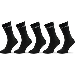 Sada 5 párů pánských vysokých ponožek Jack&Jones 12179475 Černá