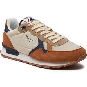 Sneakersy Pepe Jeans Brit Mix M PMS40006 Tobacco Brown 859