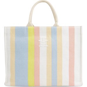 Kabelka Tommy Hilfiger Th Beach Tote Stripes AW0AW16411 Striped Canvas 0F8