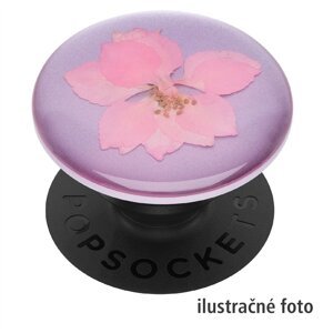 PopSockets PopGrip Gen.2, Pressed Flower Delphinium Pink, růžový kvítek zalitý v pryskyřici